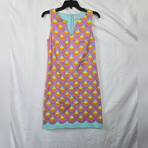 Trina Turk Womens Multicolor Retro 60s Mod Geometric Sleeveless Shift Dress Sz 4
